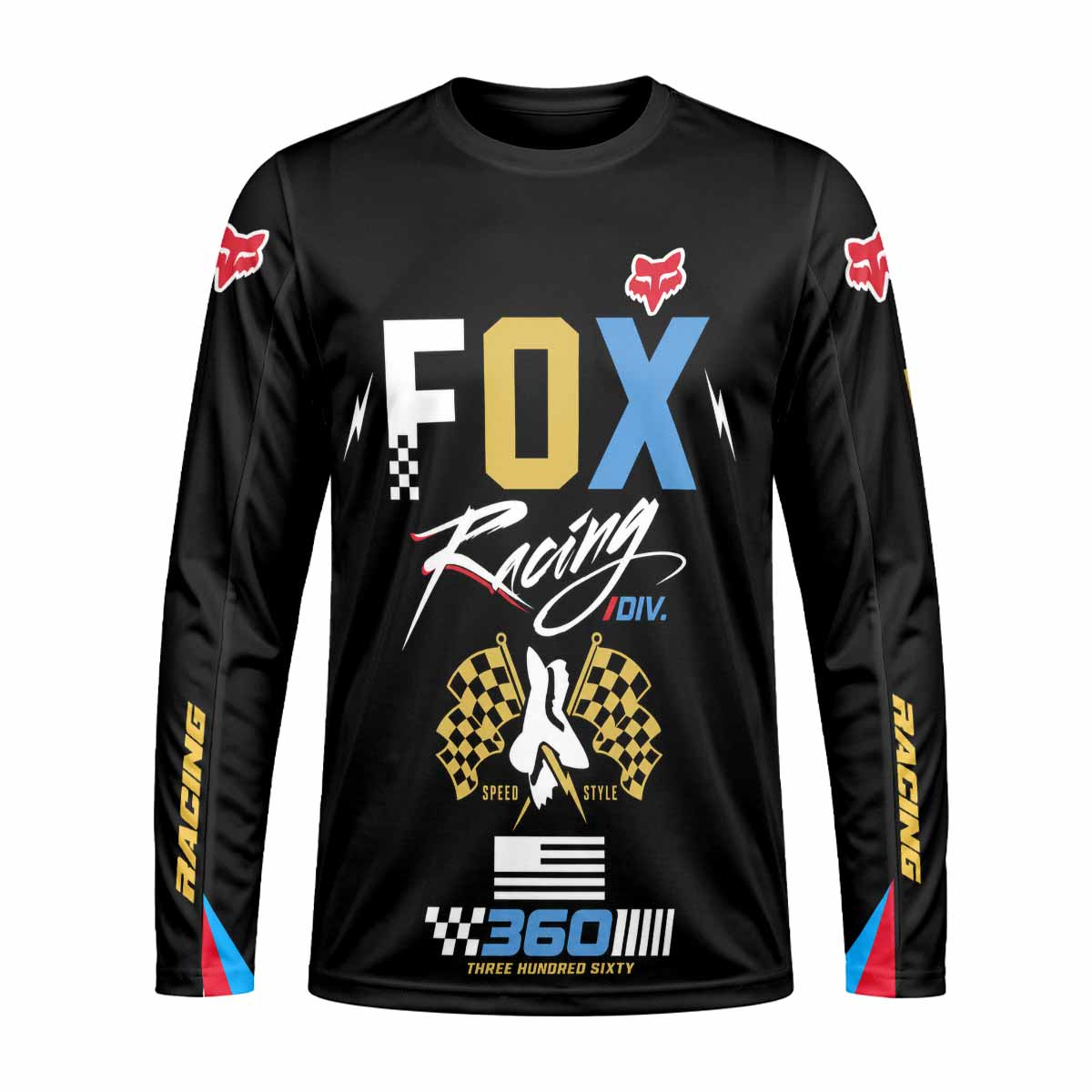 Vintage Gold and Black Racing Long Sleeve Motocross Jersey