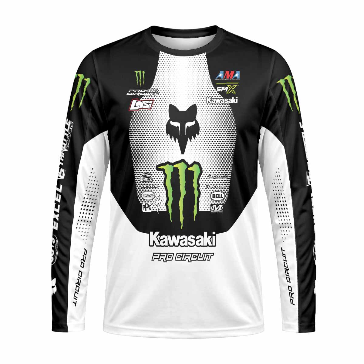 Monster Kawasaki Long Sleeve Motocross Jersey