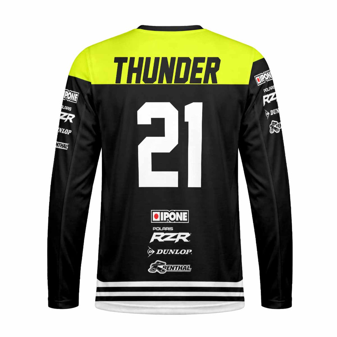 Thunder Black and Neon Race Graphic Long Sleeve Motocross Jersey