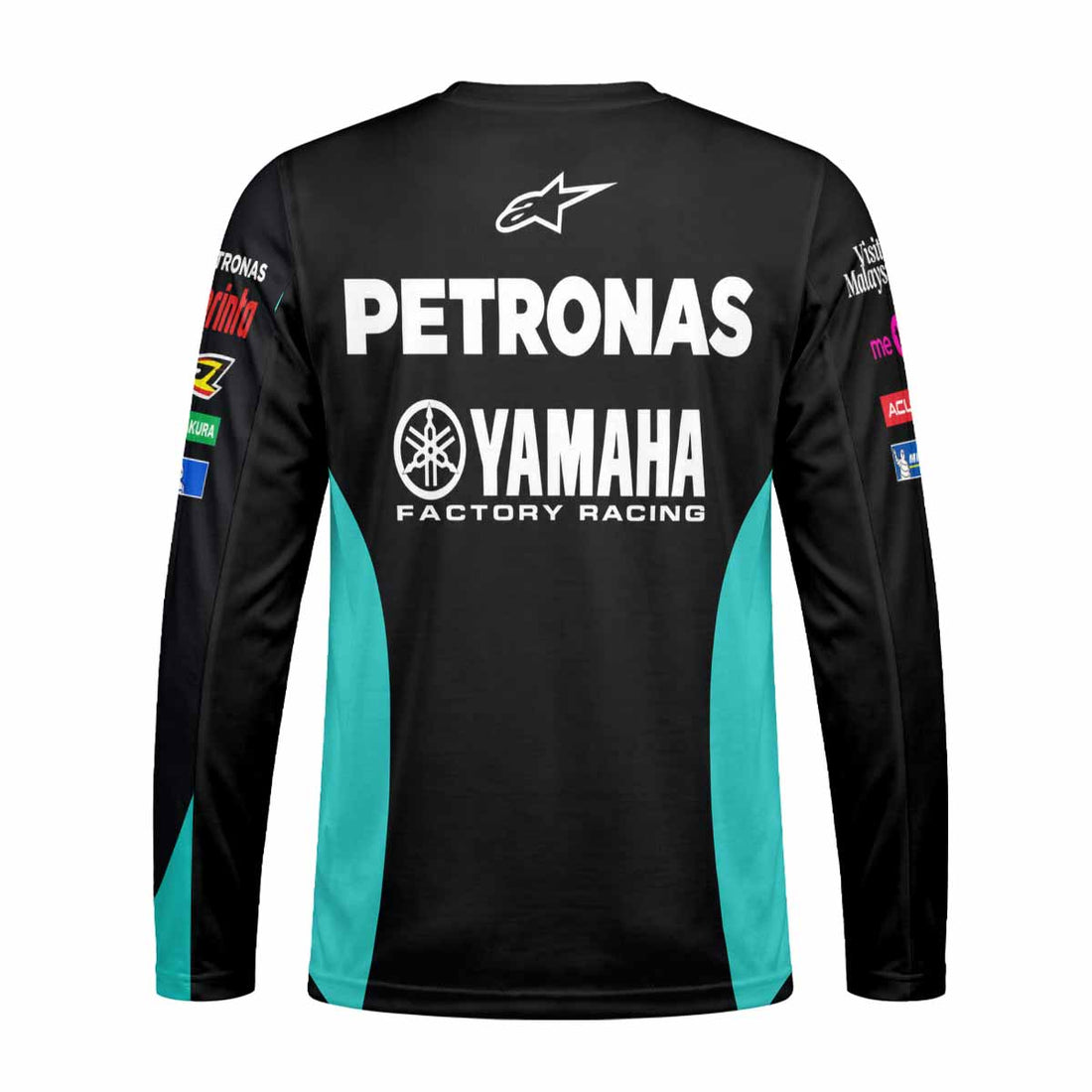 Petronas Yamaha Factory Racing 6 Black and Teal Long Sleeve Motocross Jersey