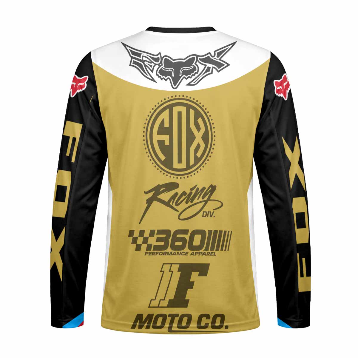 Vintage Gold and Black Racing Long Sleeve Motocross Jersey