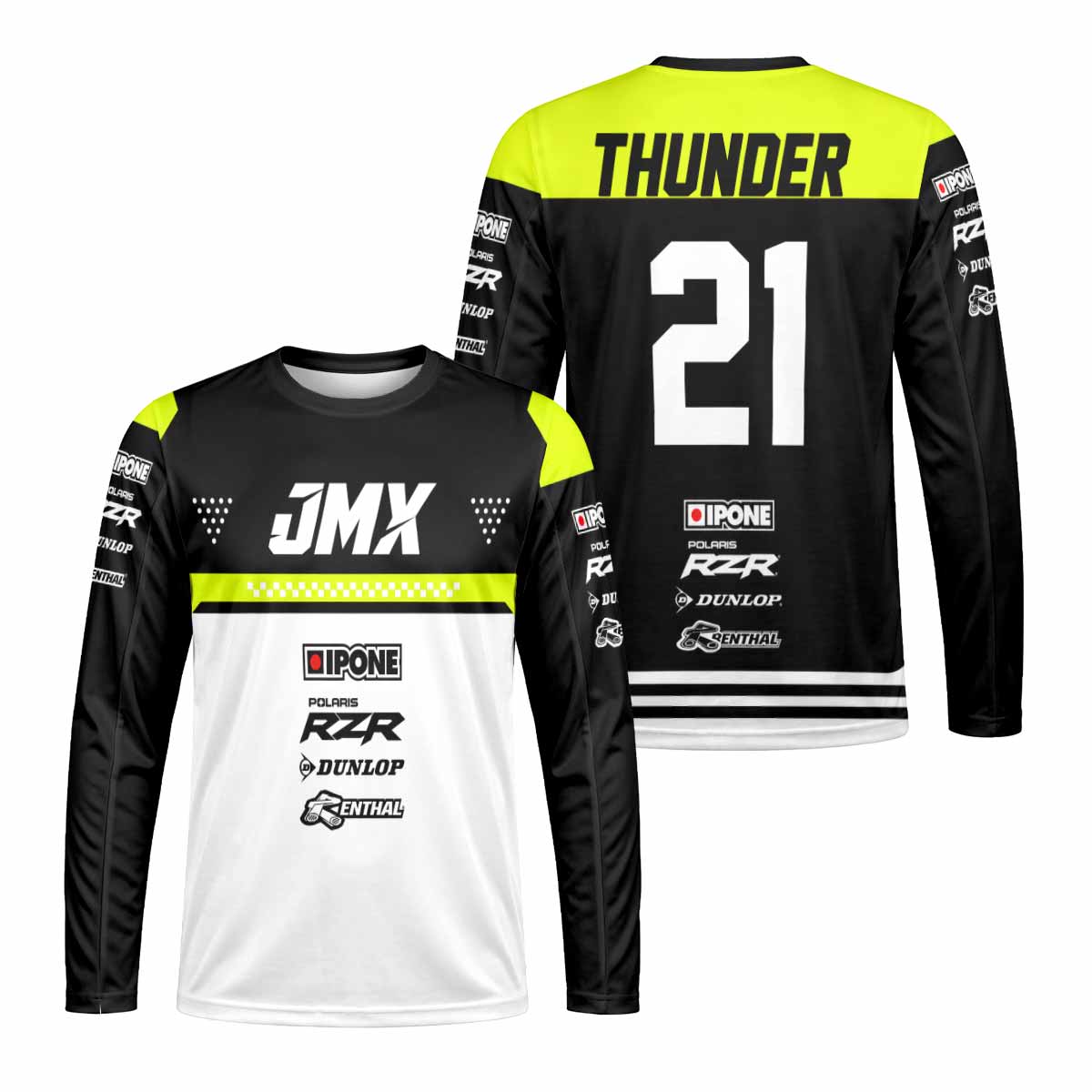 Thunder Black and Neon Race Graphic Long Sleeve Motocross Jersey
