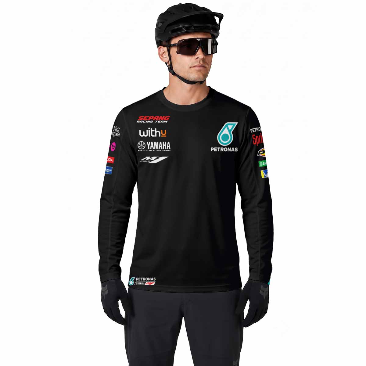 Petronas Yamaha Factory Racing 6 Black and Teal Long Sleeve Motocross Jersey