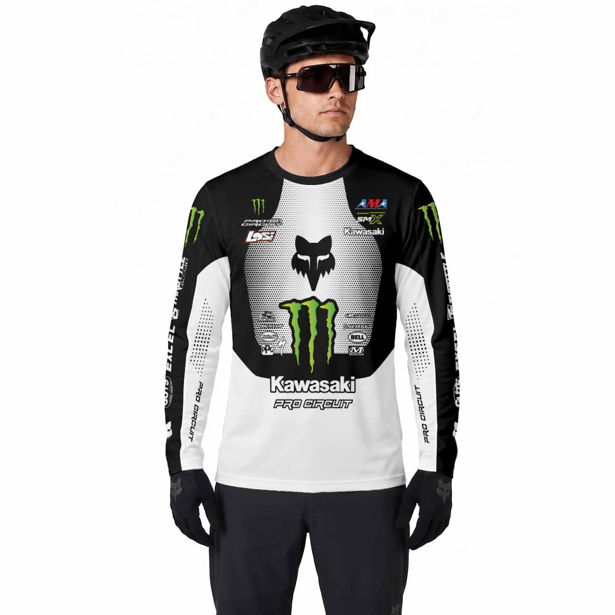 Monster Kawasaki Long Sleeve Motocross Jersey