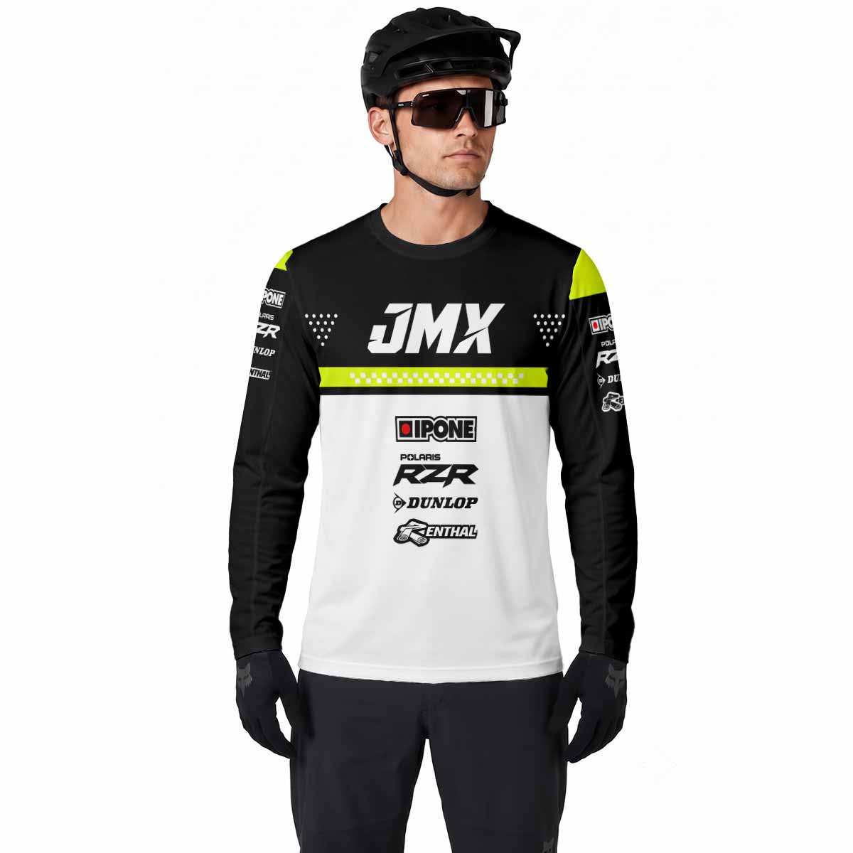 Thunder Black and Neon Race Graphic Long Sleeve Motocross Jersey