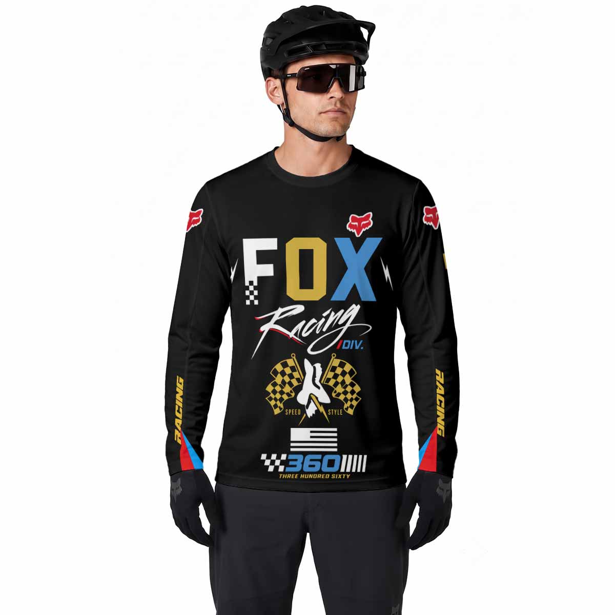 Vintage Gold and Black Racing Long Sleeve Motocross Jersey