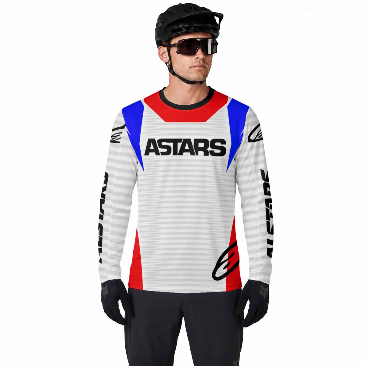 Racing Color Block Long Sleeve Mountain Bike Jersey