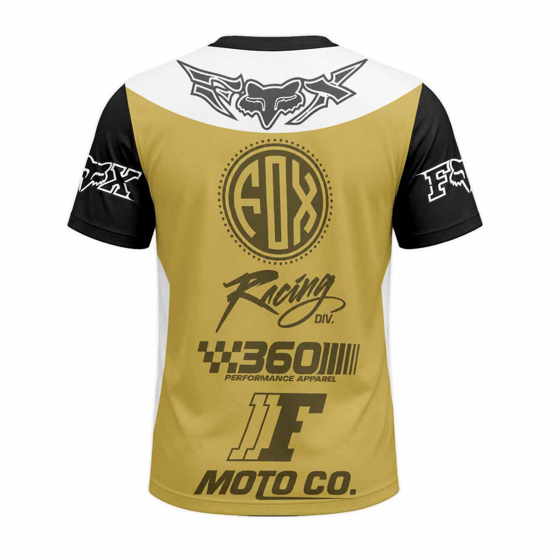 Vintage Gold and Black Racing Short Sleeve Motocross Jersey