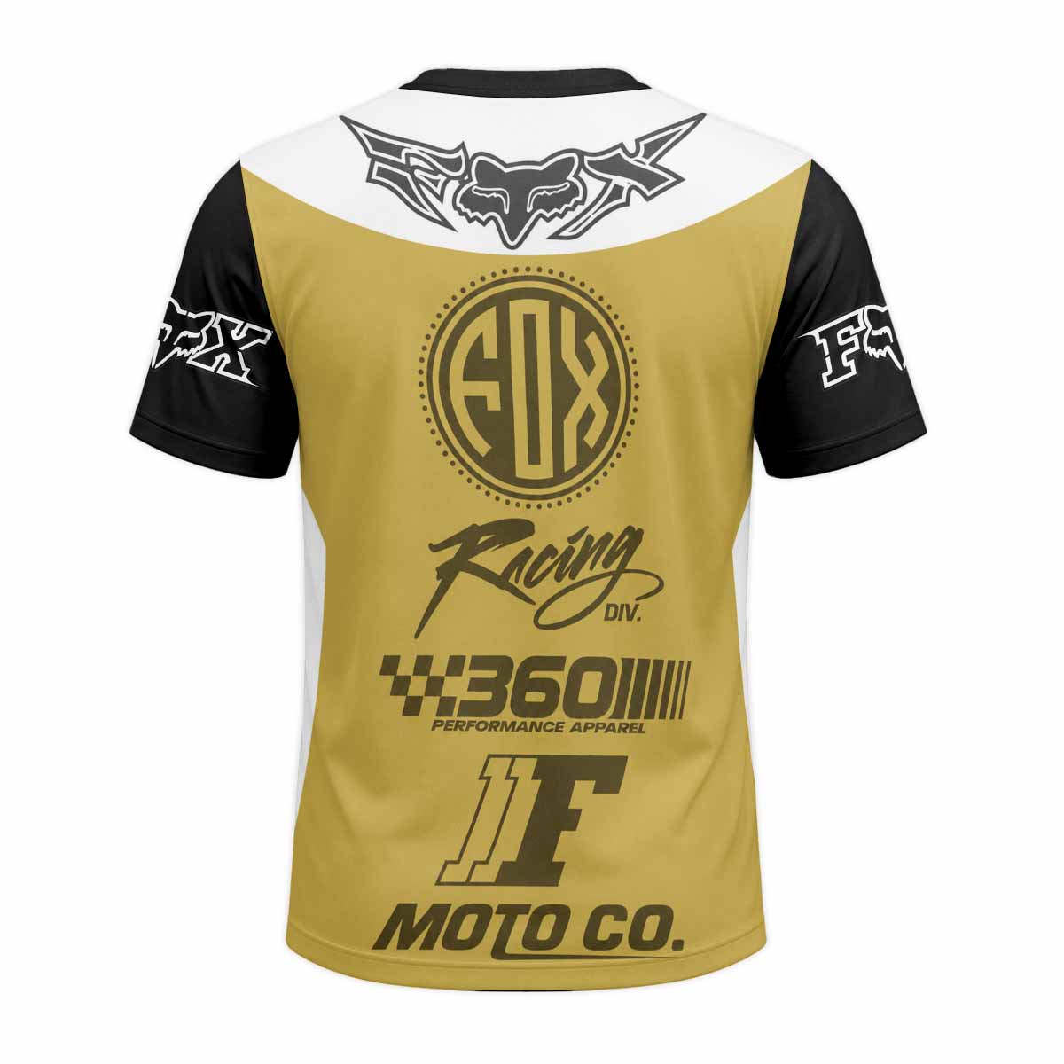 Vintage Gold and Black Racing Short Sleeve Motocross Jersey