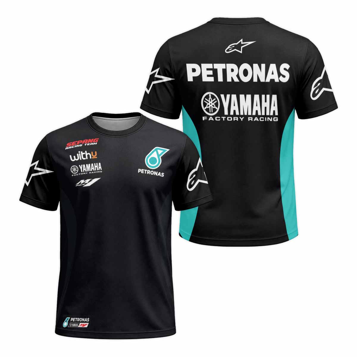 Petronas Yamaha Factory Racing 6 Black and Teal Short Sleeve Motocross Jersey