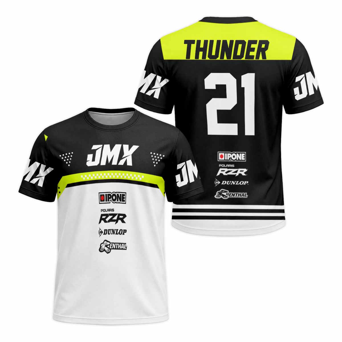 Thunder Black and Neon Race Graphic Short Sleeve Motocross Jersey