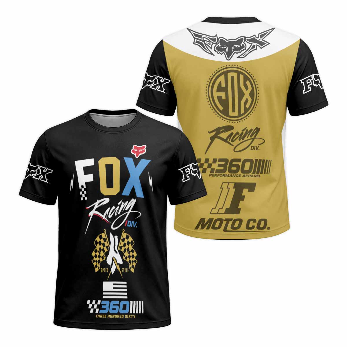 Vintage Gold and Black Racing Short Sleeve Motocross Jersey