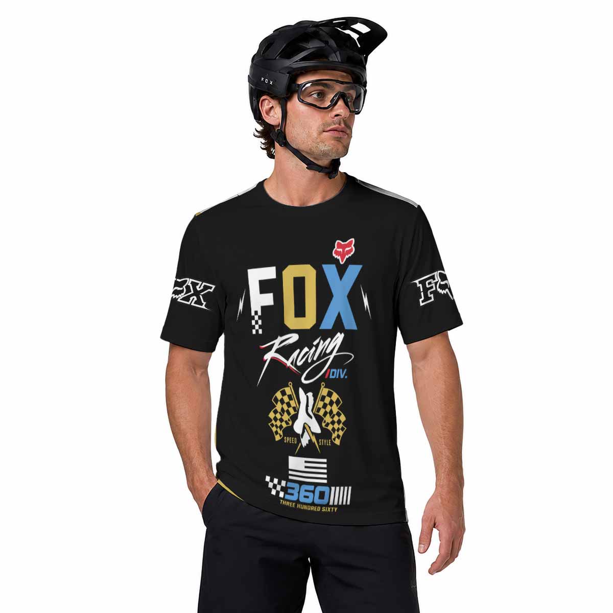 Vintage Gold and Black Racing Short Sleeve Motocross Jersey