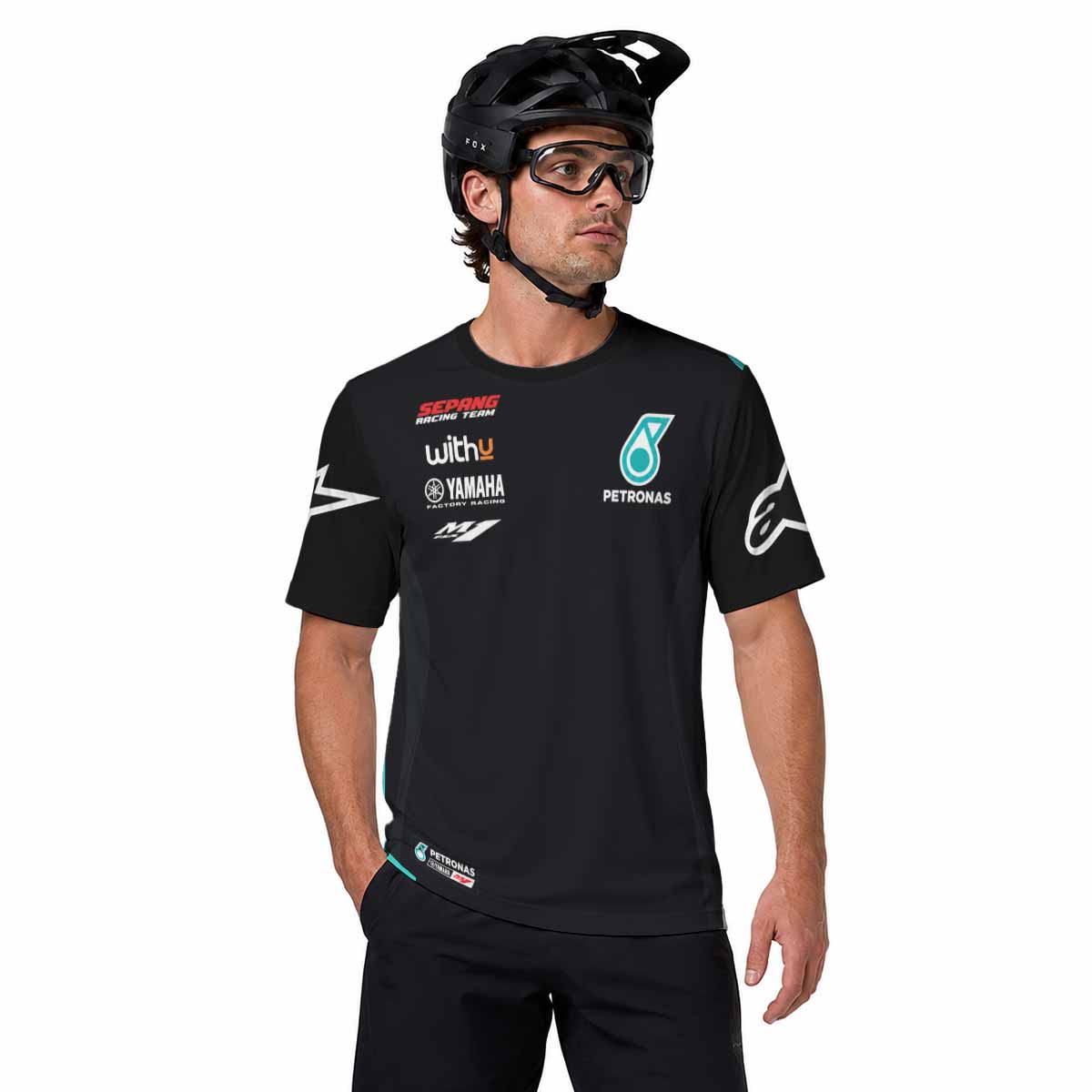 Petronas Yamaha Factory Racing 6 Black and Teal Short Sleeve Motocross Jersey
